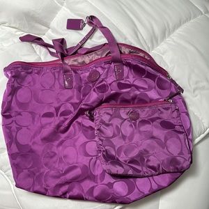 Large coach bag with mini clutch